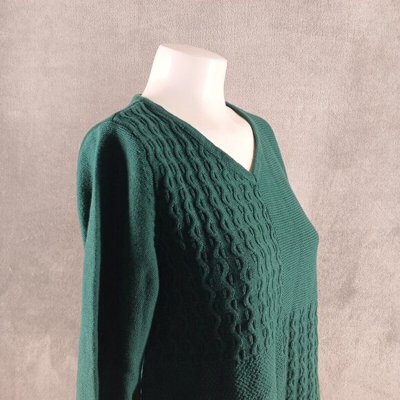 NWT KAREN SCOTT Fall Textured Sweater M(8-10) Pullover Green V-neck 100%Cotton - Picture 6 of 15